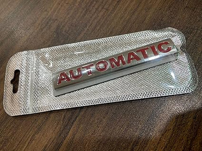 Car Oxygen 3D Premium Car Side Rear Trunk (Design: Automatic, Silver & Black  ,Silver & Red  ) Emblem Logo Badge Decals
