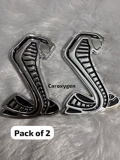 Caroxygen Snake Fender Side Emblems Pair for 2020-2021 Ford Mustang Shelby GT500 (red and Black)