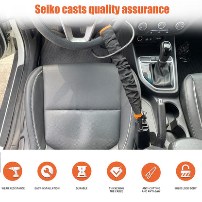 Car Steering Wheel Lock, Heavy Duty Safety Belt Buckle Attachment Steel Car Wheel Lock, Alloy Lock Core Steering Wheel Lock with 3 Keys Car Lock Anti Theft for Truck, SUV, Van, Hatchback
