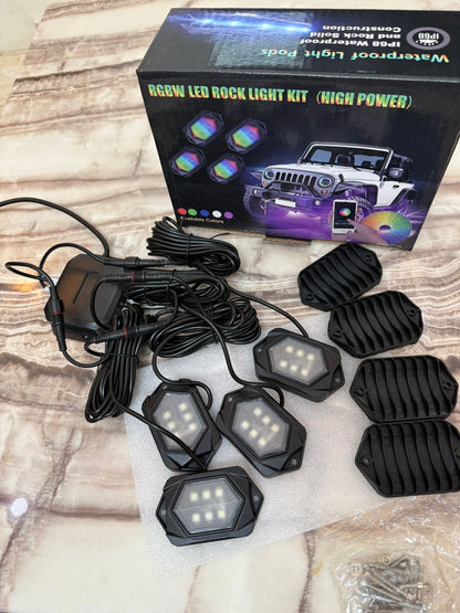 RGBW LED Rock Light Kit (High Power) â€“ 8 Pods Underbody Wheel Well Lights, App & Remote Control, Multicolor Offroad Lighting Kit for Jeep, SUV, Truck, ATV, UTV
