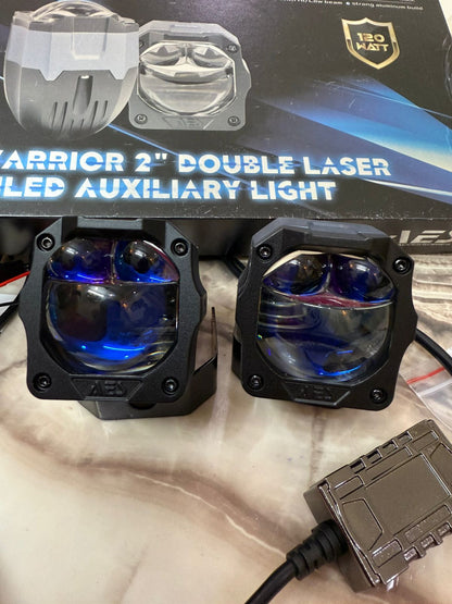 Aes Warrior 2" Double Laser Bi-LED Auxiliary Light- 120 watt - 1 Year Waranty