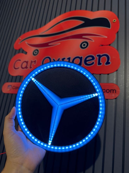 Car Front Grill LED Emblem Light â€“ Blue Glow Illuminated Logo Badge for Mercedes Cars (12V Universal Fit)