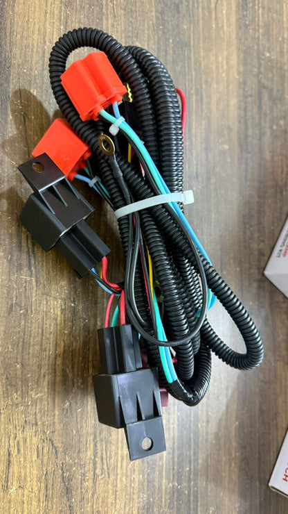 12V Headlight Wiring Kit with Relay Harness – Heavy Duty Plug & Play Wiring for LED/HID Headlights, 500W Capacity, Universal Fit for Cars & SUVs