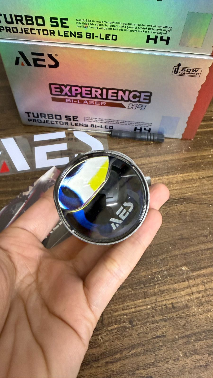 AES Experience Bi-Laser H4 Turbo SE Projector Lens (1 Pcs )  Bi-LED Headlight | 60W Full Upgrade | High Brightness Car/Motorcycle Light