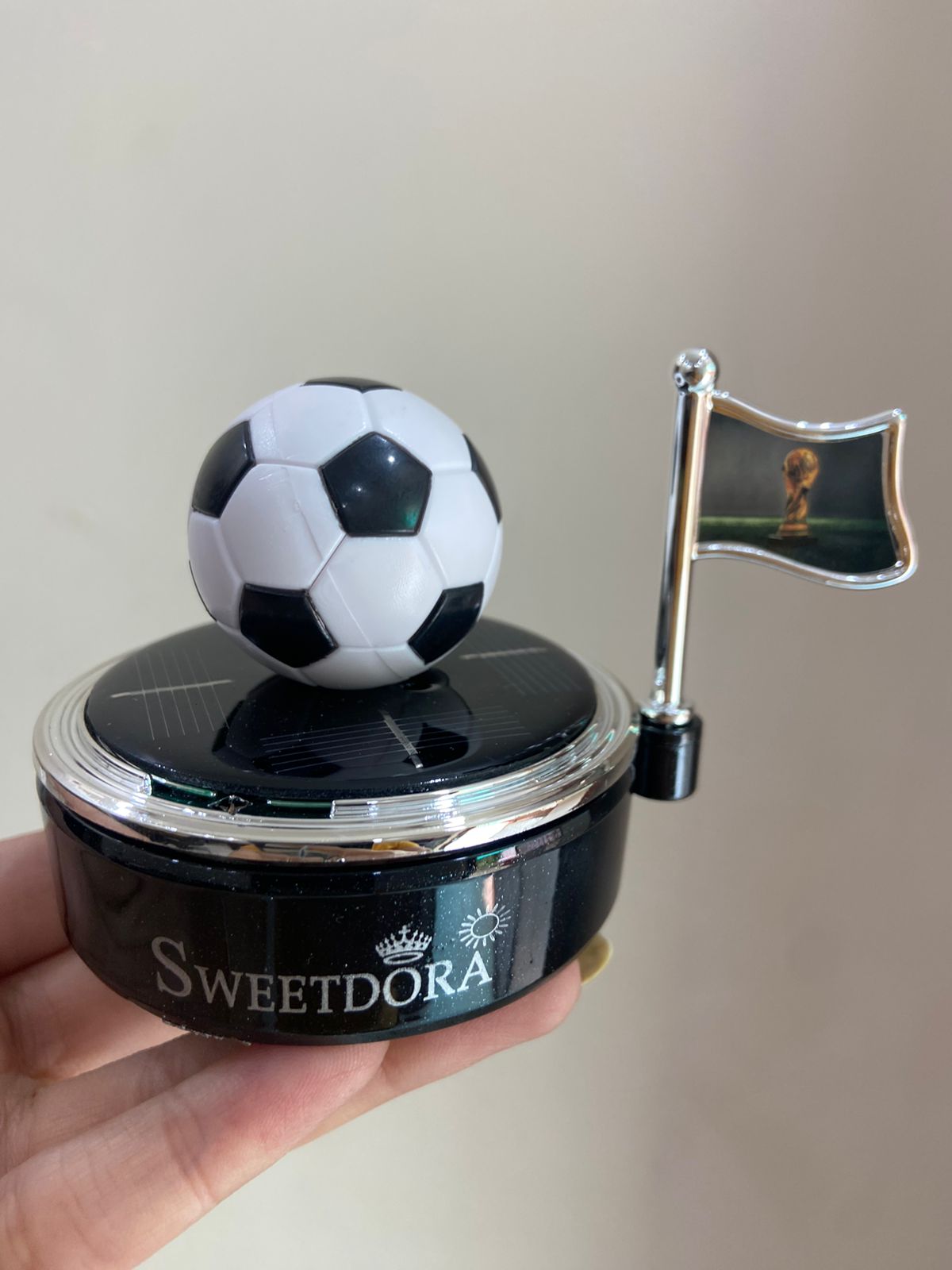 Football rotating car perfume seat alloy solar car interior aromatherapy ornaments decorative air freshener