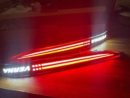 Rear Bumper LED Reflector Light compatible for Verna 2021 22 with Matrix Indicator (Smoke & Red ) set of 2