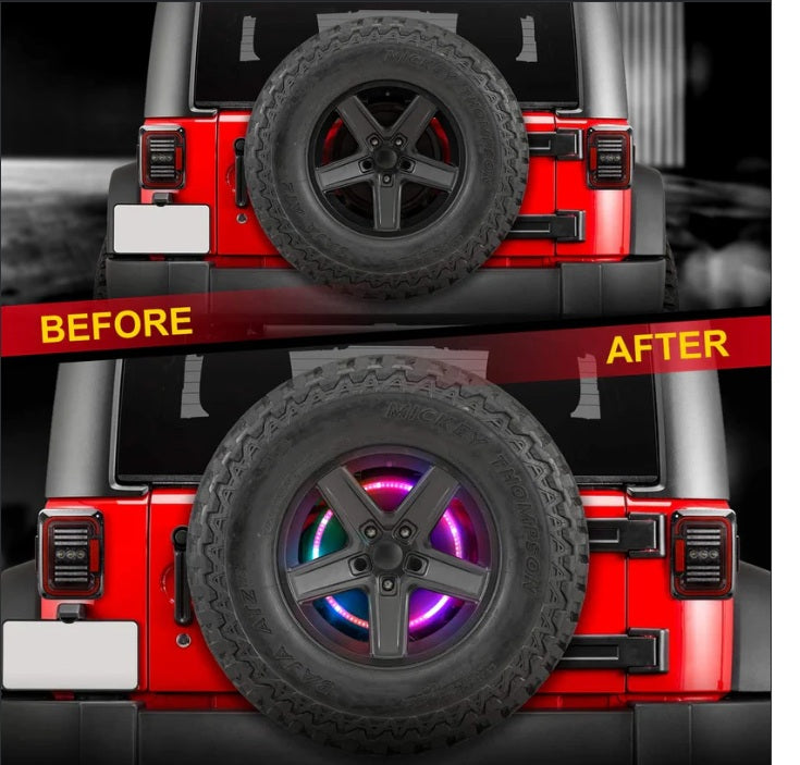 RGB Spare Tire Wheel LED Brake Light Rear Light For Wrangler