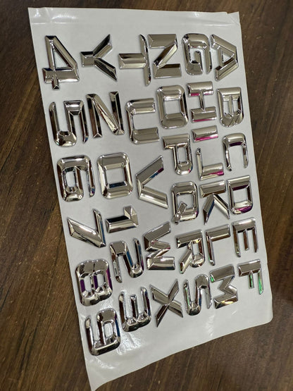 Trunk Fender Nameplate Sticker Metal Emblem Alphabet Letters Numbers DIY Logo All Cars Game Over 25mm 30mm