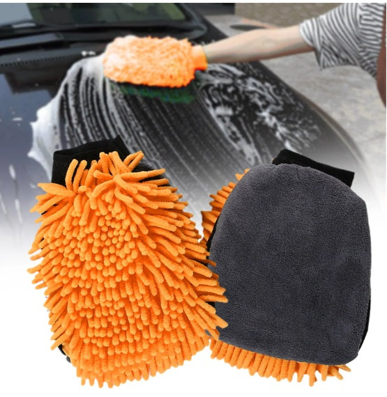 Microfiber Chenille & Glass Cloth Mitt, 1 Piece 800 GSM , Multi-Purpose Super Absorbent and Perfect Wash Clean with Lint-Scratch Free Cars, Window, Kitchen, Home Dusting!