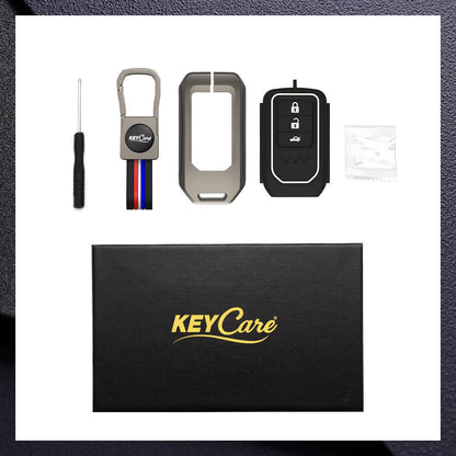 Caroxygen Metal Silicon Key Cover Compatible with Honda City, Civic, ,Elevate, Jazz, Amaze, CR-V, WR-V, 3 Button Smart Key
