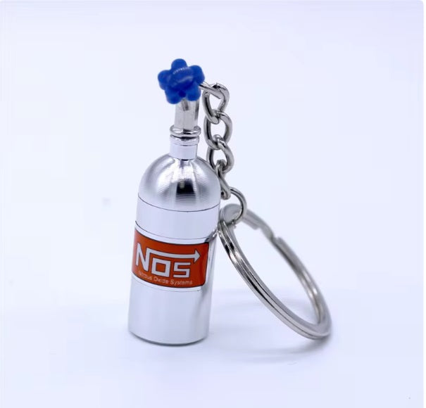 Nos Tank Blue Car Part Stainless Steel Keychain Car Enthusiast Metal For Gifting With Key Ring Anti-Rust (Pack Of 1)