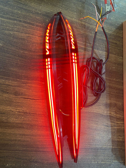 Rear Bumper LED Reflector Light compatible for Verna 2021 22 with Matrix Indicator (Smoke & Red ) set of 2