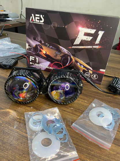 AES F1 Bi-Led Headlight Laser Projector 3.0 inch Blue Lens 75 watt