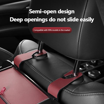 Car Tissue Box Holder 4 in1 Vehicle Multifunctional Storage Box PU Leather Car Storage Organiser with Cup Holder & Hooks Car Headrest Tissue Holder for Car Accessories (Black)