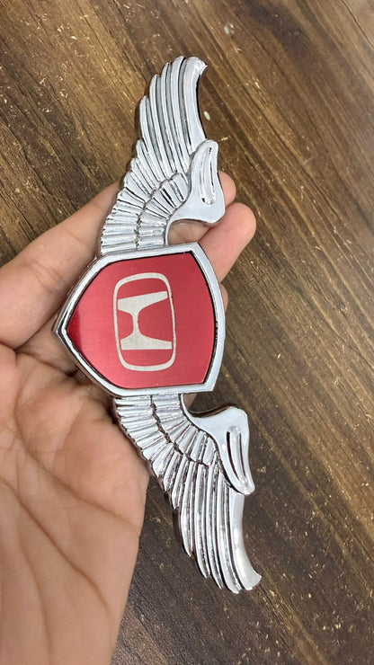 Car Front Hood Emblem– 3D Metal Wing Logo Badge, Self Adhesive Chrome Finish Car Bonnet Logo,