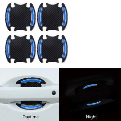Car Door Cup Handle Paint Scratch Protector Sticker 3D Carbon Fiber Universal Auto Door Handle Scratch Protection Cover Guard Film Car Door Handle Safety Reflective Strips (White, 4 Pcs)