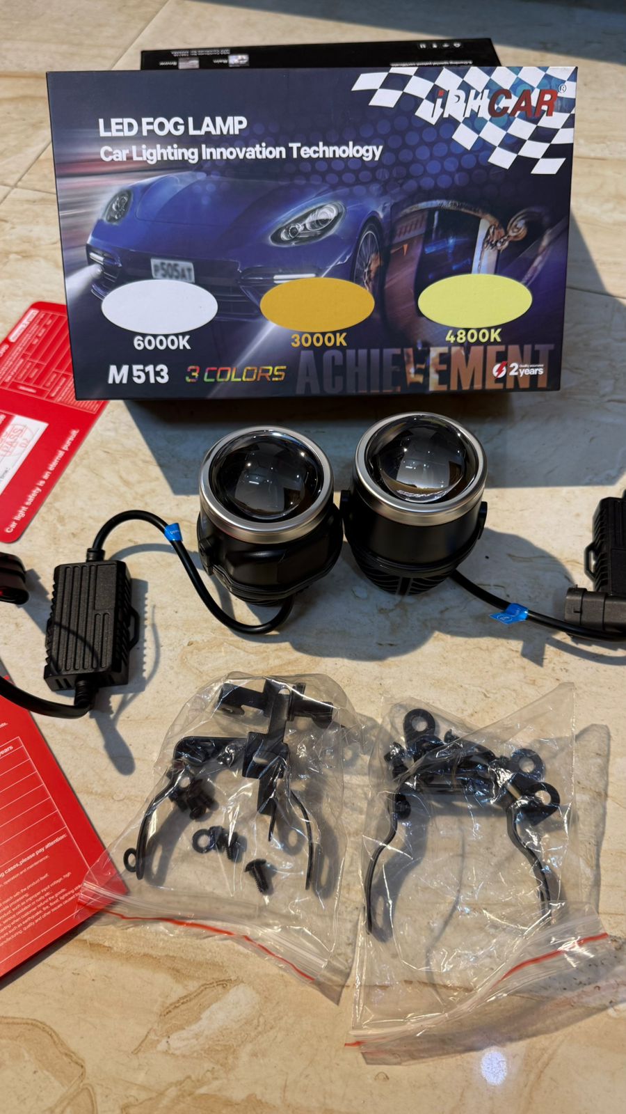 IPH M-513 LED Fog Lamp for Car | 3 Color Modes 3000K Yellow / 4800K Warm White / 6000K White | High Brightness Fog Light | Universal Fit (Set of 2)