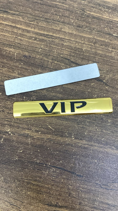 VIP Car Badge Emblem Sticker – Premium Chrome Finish 3D Metal Logo for Cars, SUVs, Bikes & Trucks
