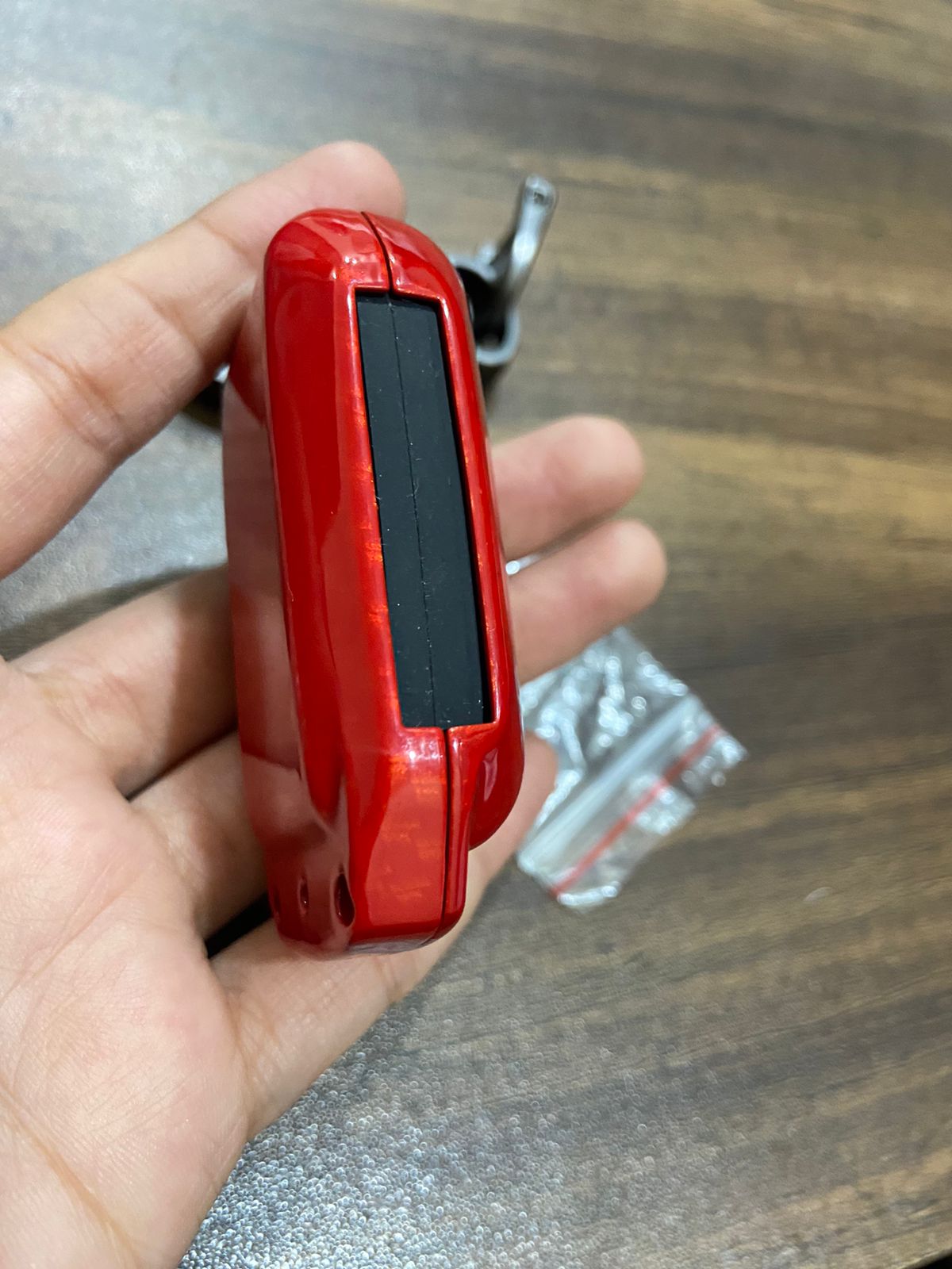 Metal Key Cover ompatible for DZire, Ertiga 3b Smart Key with Keyring (Red)