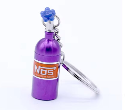 Nos Tank Blue Car Part Stainless Steel Keychain Car Enthusiast Metal For Gifting With Key Ring Anti-Rust (Pack Of 1)