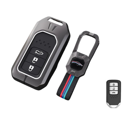Caroxygen Metal Silicon Key Cover Compatible with Honda City, Civic, ,Elevate, Jazz, Amaze, CR-V, WR-V, 3 Button Smart Key