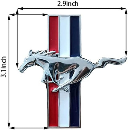 2pcs Car Side Emblem for Mustang, 3D Metal Car Side Door Fender Emblem Mark Sticker Badge for Mustang Running(Silver)