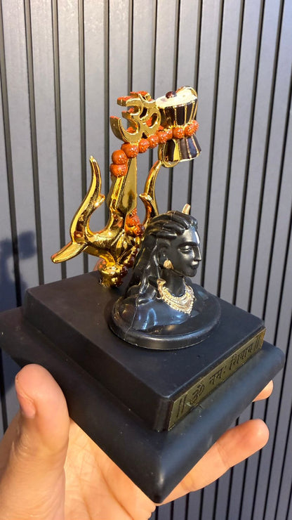 Premium Decorative Showpiece for Home, Car Dashboard, Office & Temple.Lord Shiva Idol with Trishul & Damru | Om Namah Shivaya Shiv Statue. Size-10cm