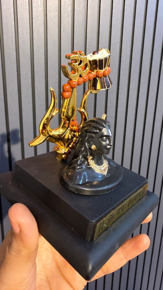 Premium Decorative Showpiece for Home, Car Dashboard, Office & Temple.Lord Shiva Idol with Trishul & Damru | Om Namah Shivaya Shiv Statue. Size-10cm
