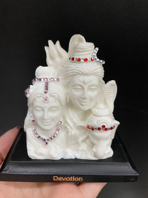 Shiv Parvati Ganesha Shiv PARIVAR Gift Statue Idol Showpiece Murti_White