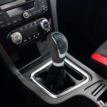 CarOxygen 5 6 Speed Manual Car Gear Shift Knob Shifter Lever Handle Stick PU Leather Universal with 3 Caps (Black)