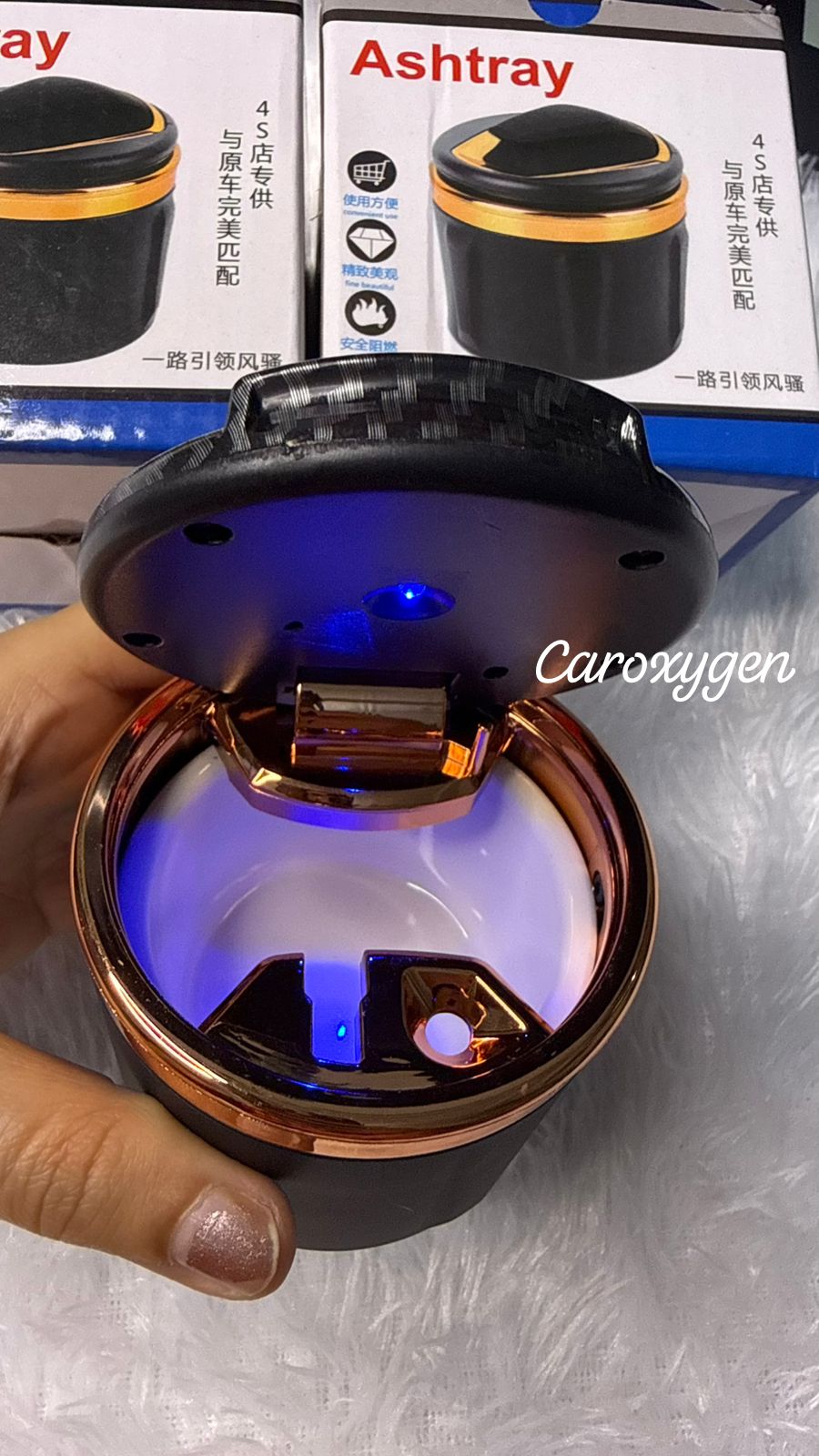 Car Ashtray Car Cigarette Ash Tray Carbon Fiber Finish