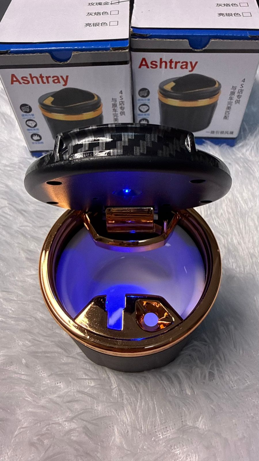 Car Ashtray Car Cigarette Ash Tray Carbon Fiber Finish