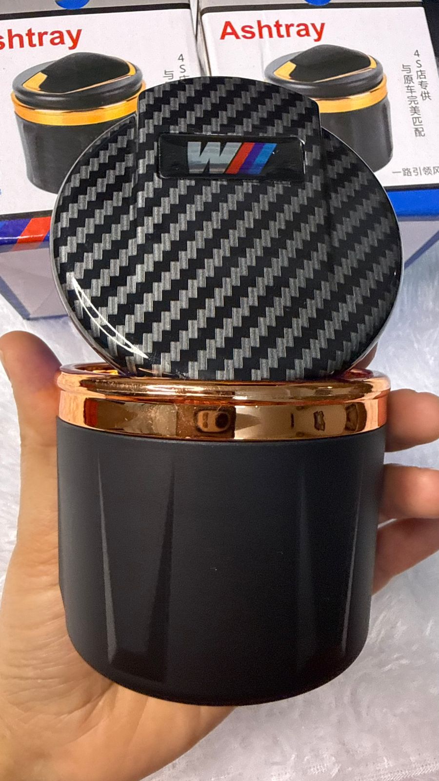 Car Ashtray Car Cigarette Ash Tray Carbon Fiber Finish