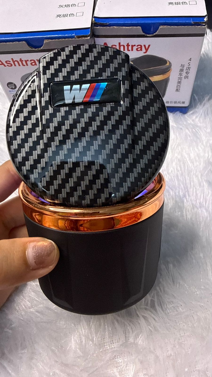 Car Ashtray Car Cigarette Ash Tray Carbon Fiber Finish