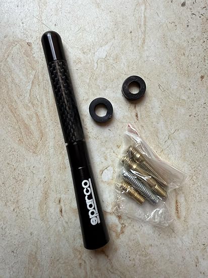 Car Antenna Carbon Fiber AM/FM Radio Antenna Screw-in Stubby Aerial Replacement Universal Screws Base Compatible with Most Cars (sparco)