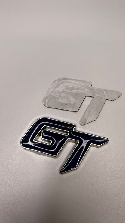 3D GT METAL LOGO STICKER EMBLEM COLOUR (RED CHROME)