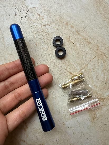 Car Antenna Carbon Fiber AM/FM Radio Antenna Screw-in Stubby Aerial Replacement Universal Screws Base Compatible with Most Cars (sparco)