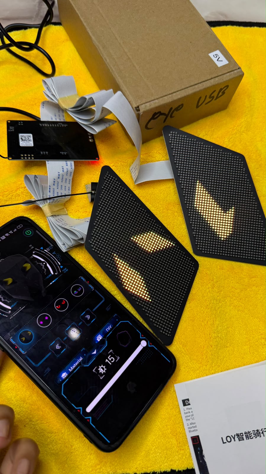 Caroxygen Universal USB LED Matrix Car Eye Display Panels (Pair) | APP Control Programmable RGB Pixel Screen | Animated Eyes, Text & Custom Patterns