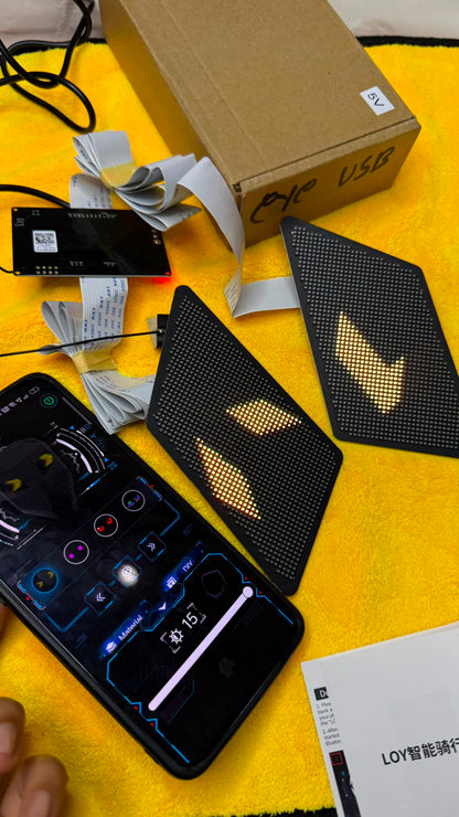 Caroxygen Universal USB LED Matrix Car Eye Display Panels (Pair) | APP Control Programmable RGB Pixel Screen | Animated Eyes, Text & Custom Patterns