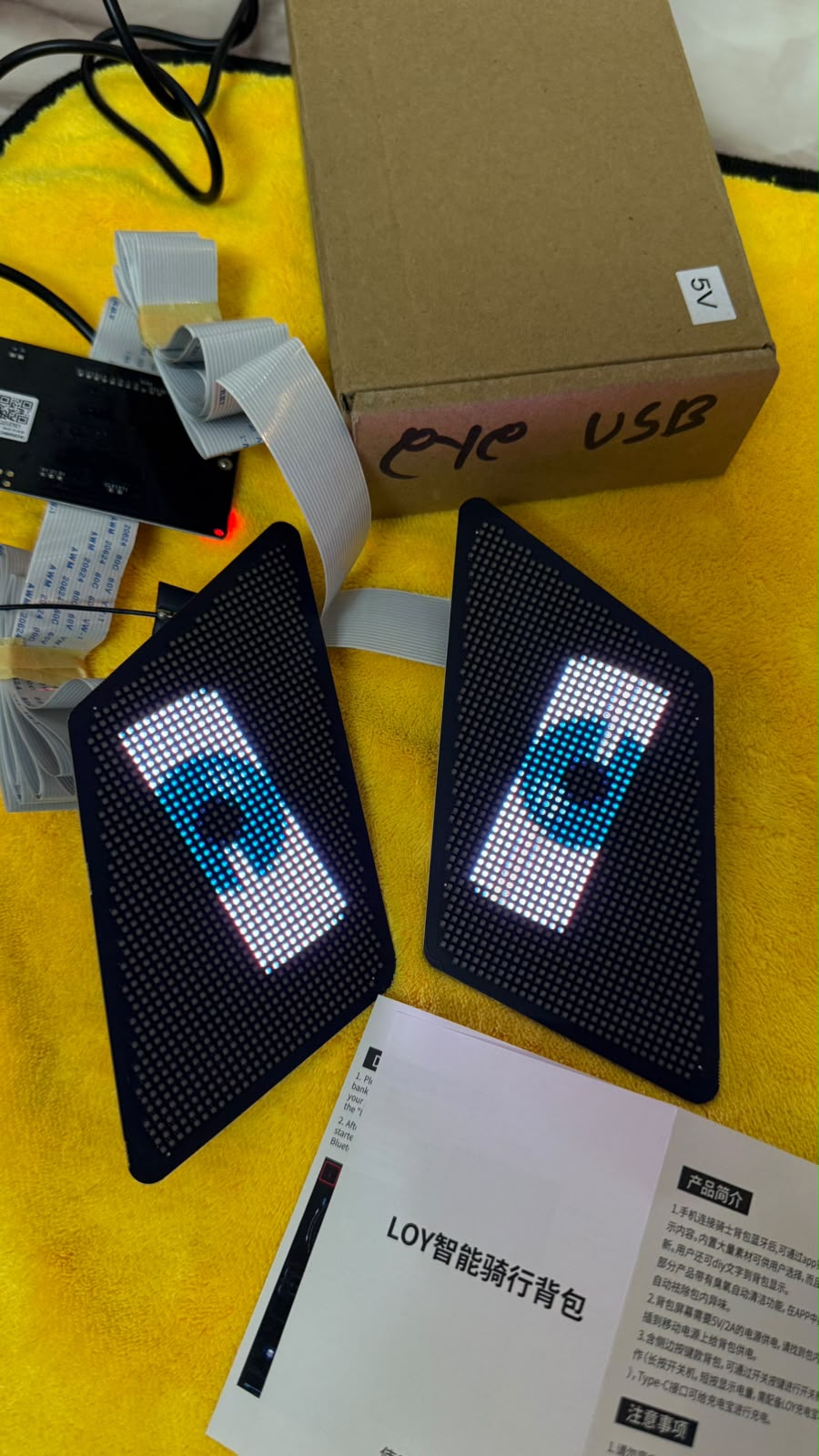 Caroxygen Universal USB LED Matrix Car Eye Display Panels (Pair) | APP Control Programmable RGB Pixel Screen | Animated Eyes, Text & Custom Patterns