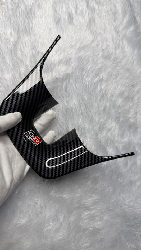GR Sport Carbon Fiber Style Steering Wheel Trim Cover | Premium ABS Interior Steering Garnish