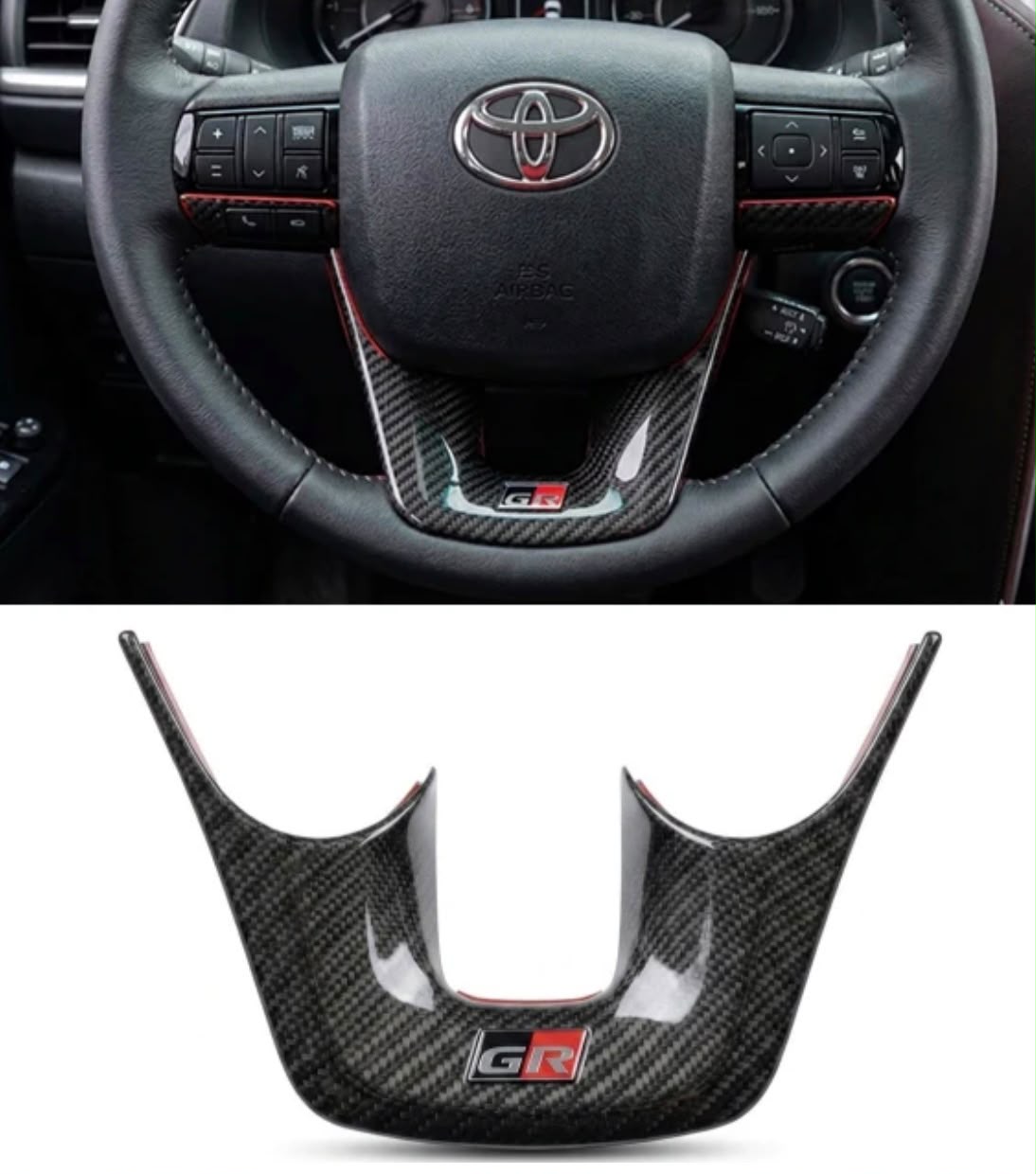 GR Sport Carbon Fiber Style Steering Wheel Trim Cover | Premium ABS Interior Steering Garnish