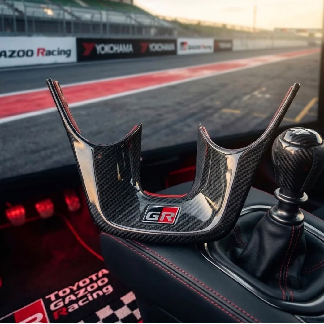 GR Sport Carbon Fiber Style Steering Wheel Trim Cover | Premium ABS Interior Steering Garnish