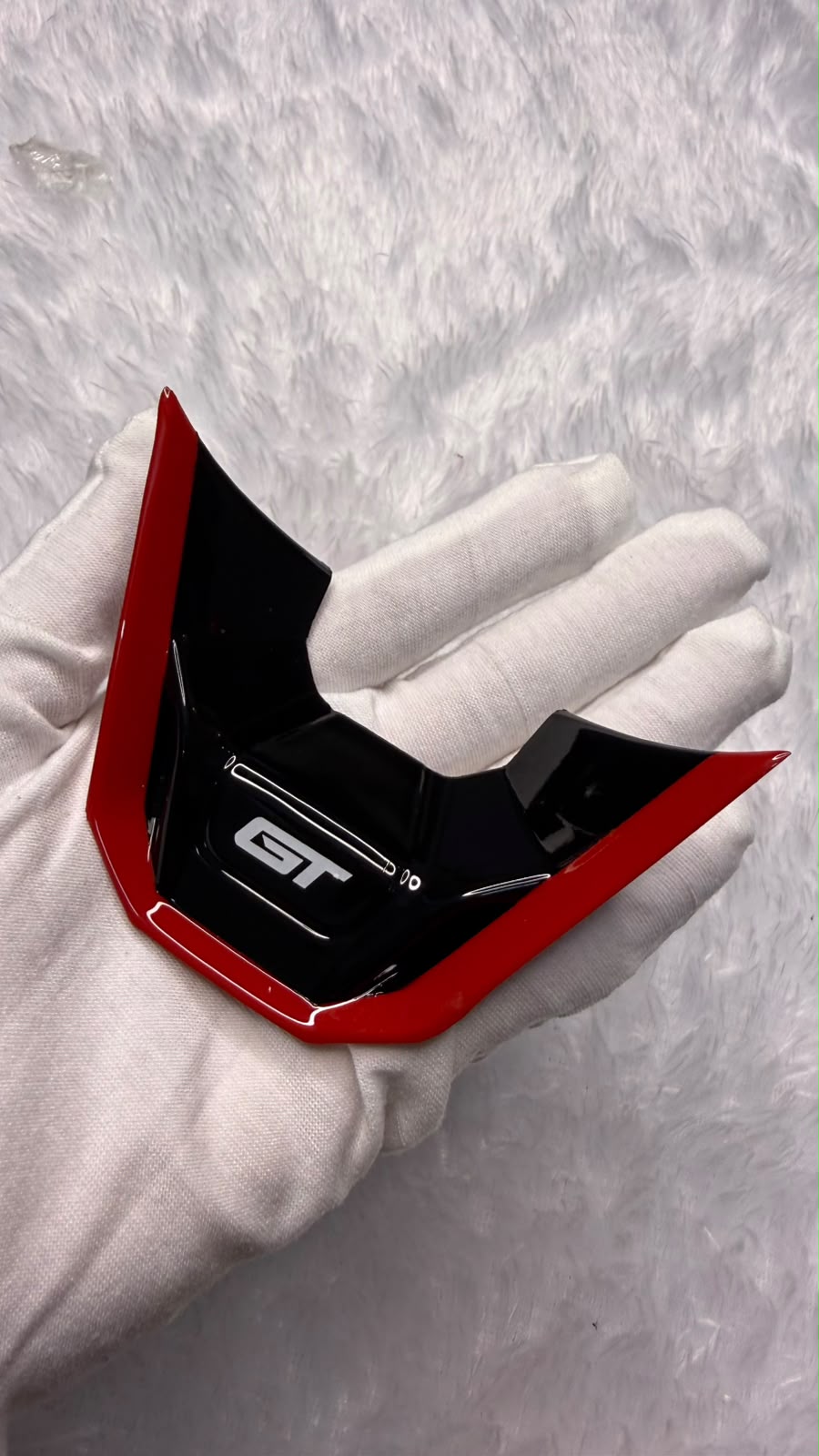 Caroxygen  GT Steering Wheel Logo Emblem Sticker | Premium Gloss Black & Red ABS Badge | Self-Adhesive Decorative Steering Wheel Trim |