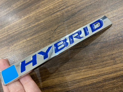 Silver Hybrid Logo Emblem HEV Sport Badge Metal Sticker Car Side Fender Decal