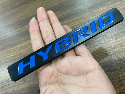 Silver Hybrid Logo Emblem HEV Sport Badge Metal Sticker Car Side Fender Decal