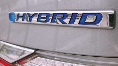 Silver Hybrid Logo Emblem HEV Sport Badge Metal Sticker Car Side Fender Decal