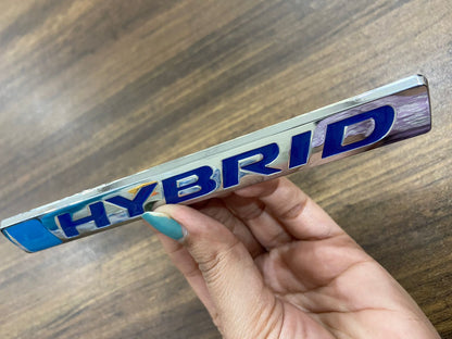 Silver Hybrid Logo Emblem HEV Sport Badge Metal Sticker Car Side Fender Decal