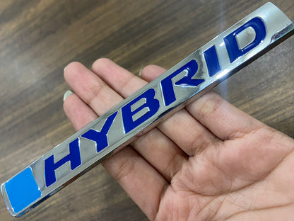 Silver Hybrid Logo Emblem HEV Sport Badge Metal Sticker Car Side Fender Decal