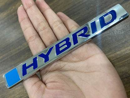 Silver Hybrid Logo Emblem HEV Sport Badge Metal Sticker Car Side Fender Decal